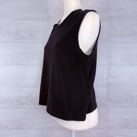Current Elliot Shoulder Twist Knot Tank Top Size 0 Black Boxy Oversized Goth - Picture 4 of 13